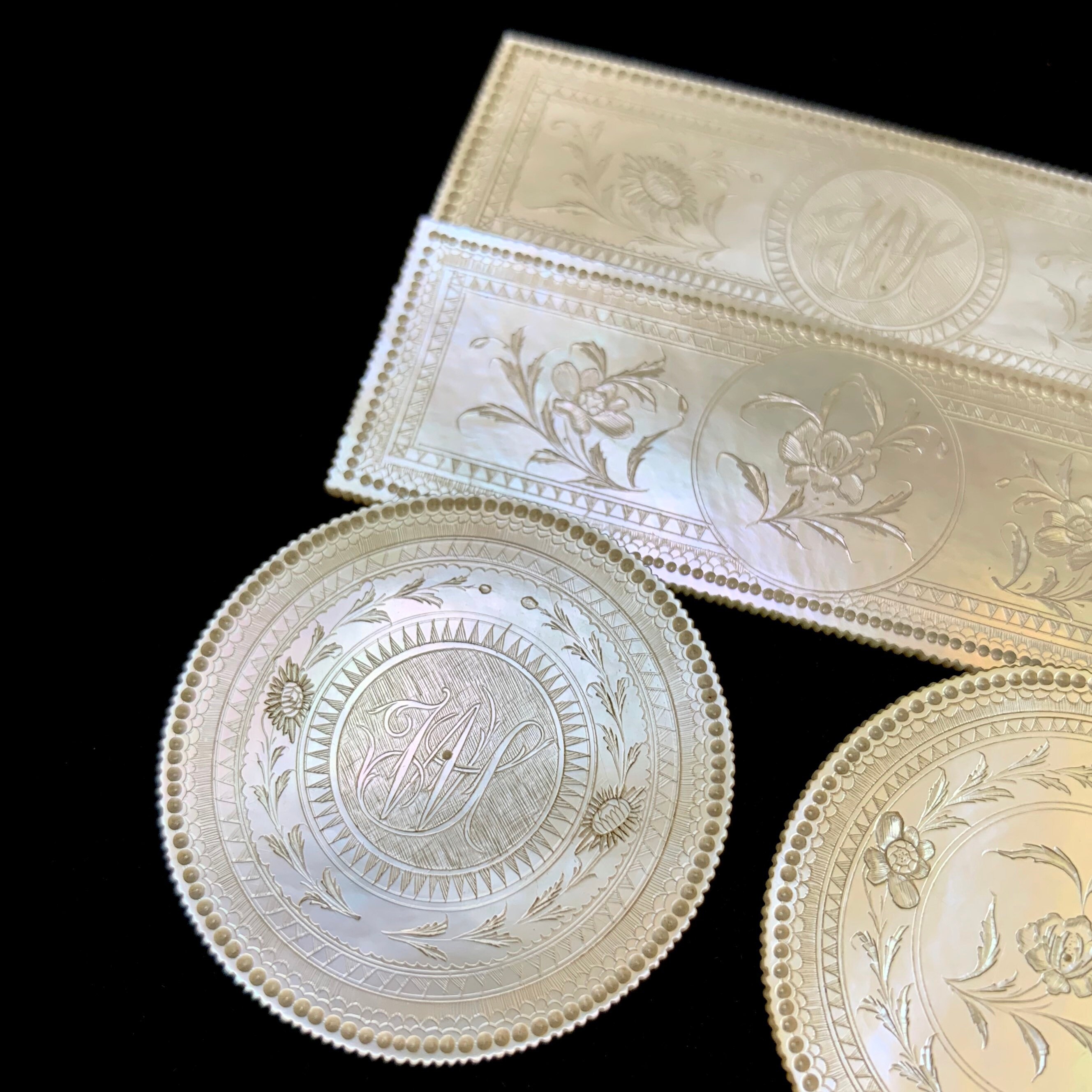 Monogrammiert WS chinesische antike Perlmutt Gaming | Etsy