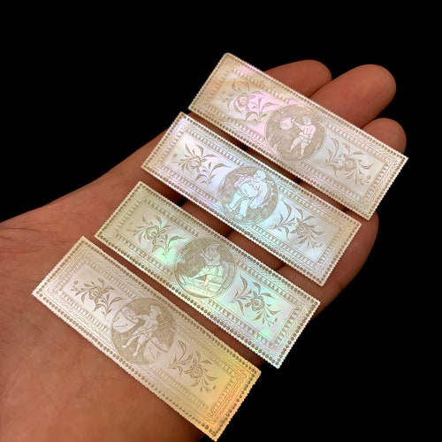 A Set Of Four. Chinese Antique shops Mother-of-pearl Gaming Counters. Canton Export Antique, 19th Century Antique. Mother of pearl antique.