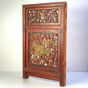 Antique Wooden Window 缠枝花卉 Chinese Floral Pattern Decor Antique 1930s Handmade Wood Furniture Home Decor Wall Hanging