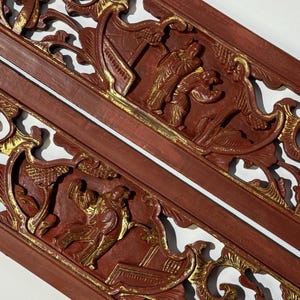 PAIR Wooden Panels 婴戏图 Antique Chinese Wood Carvings Early 1900s Handmade Wood Wall Hanging Art