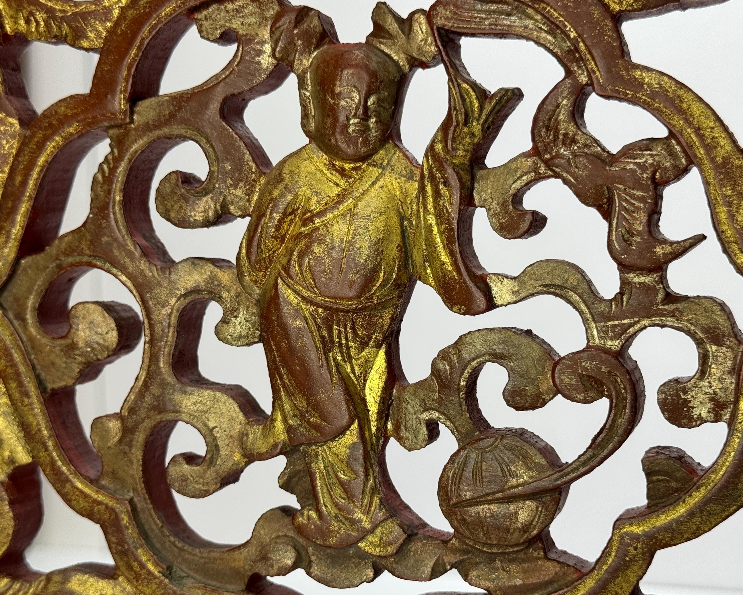 中国のアンティーク彫刻木製パネル：清朝の不滅の装飾 - Etsy 日本