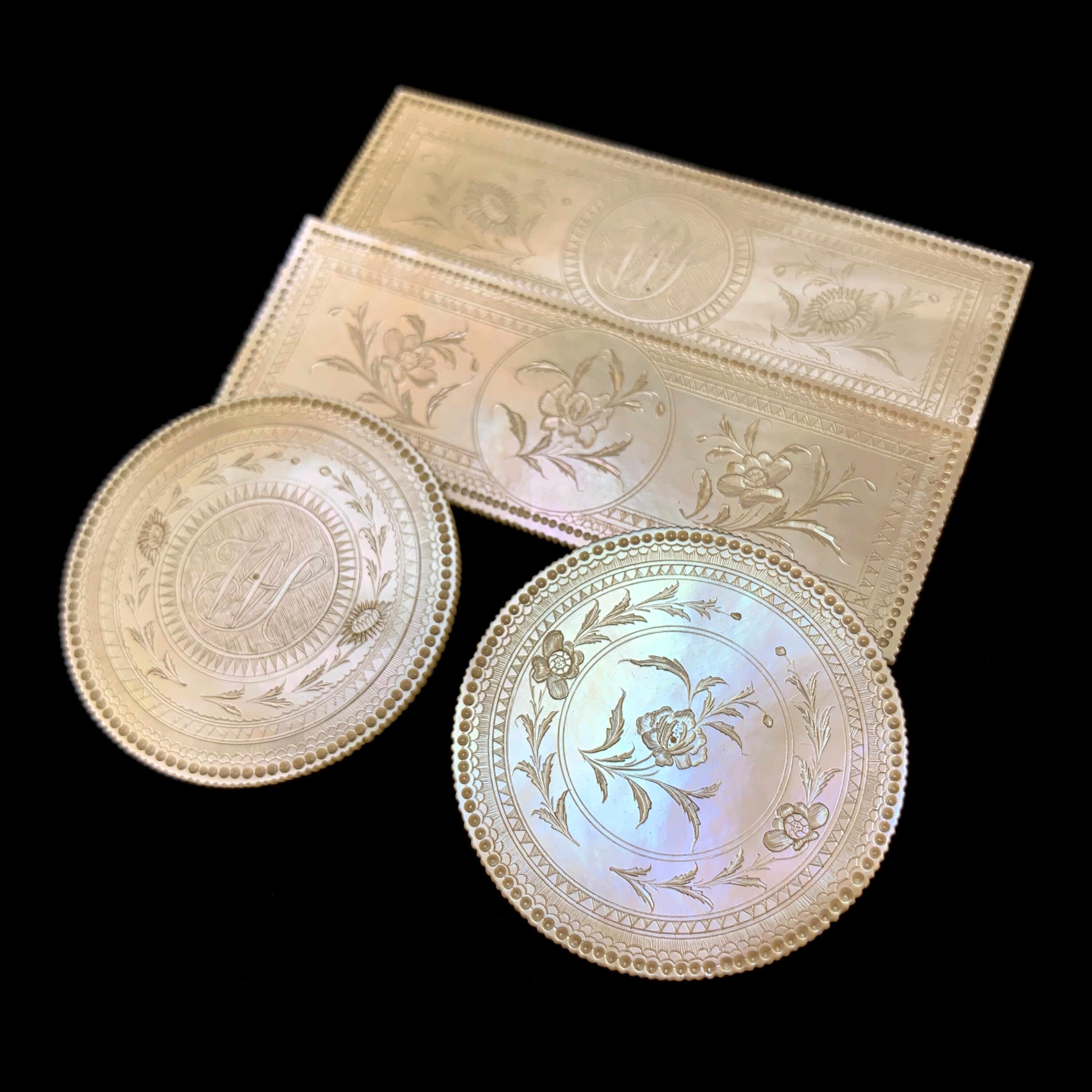 Monogrammiert WS chinesische antike Perlmutt Gaming | Etsy