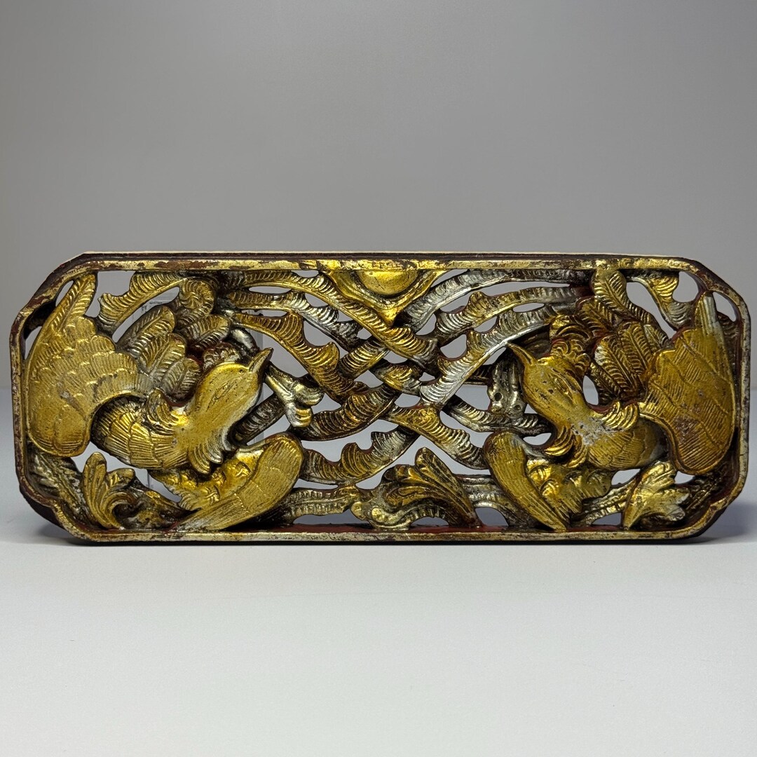 Phoenixes & Rising Sun 双凤朝阳, 1800's Antique Chinese Wood Carved Panel ...