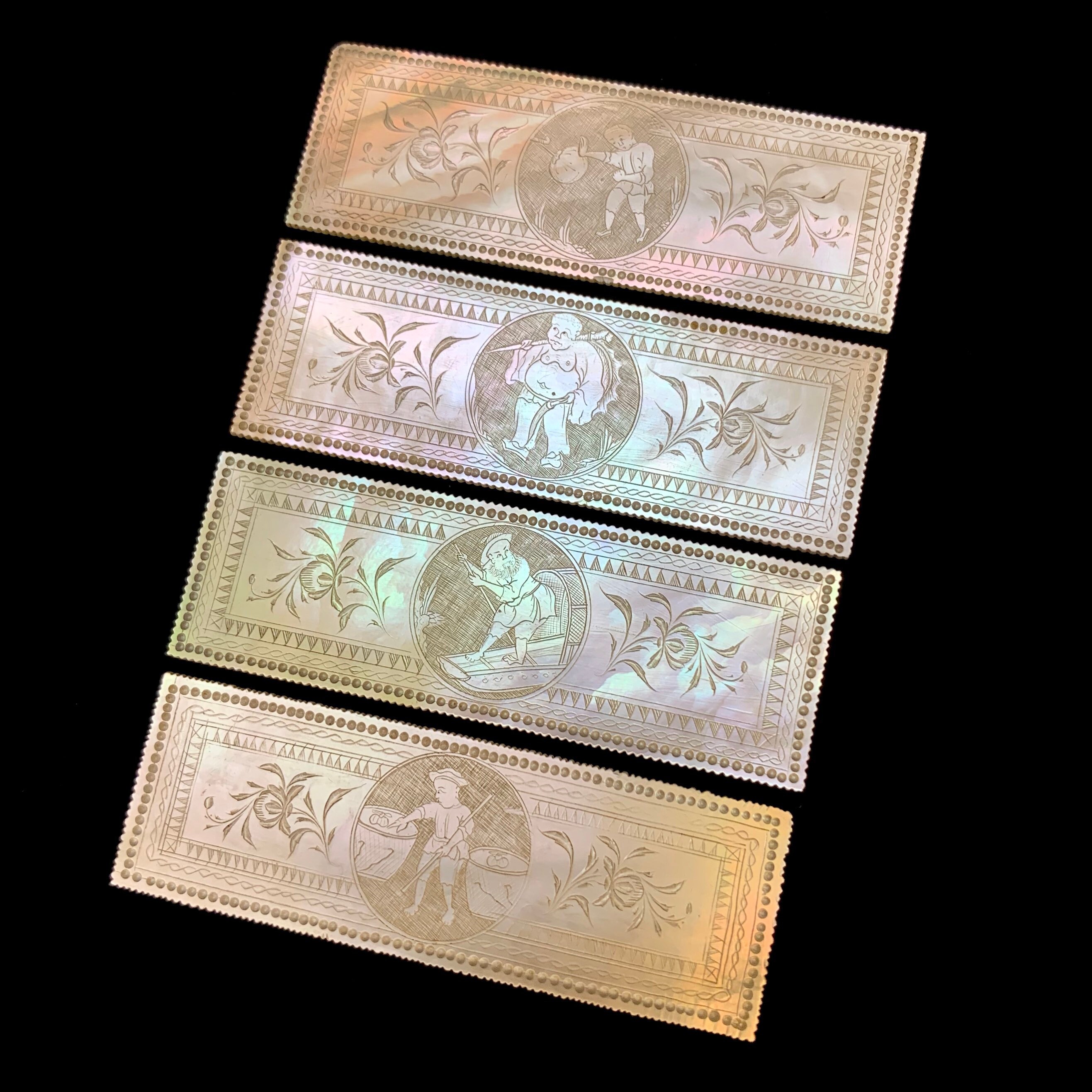 Ein Vierer-Set. Chinesische Antike Perlmutt-Spielzähler. | Etsy