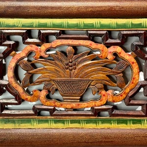 Vintage Chinese Wooden Window, Wood Hollow Carvings Floral Home Decor Wall Decor
