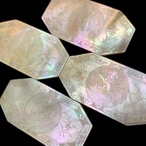 JOB LOT of FOUR Antique Chinese Armorial Mother of pearl Gaming Counters Chips Sphinx Look Antique Gaming Token ca 1780s