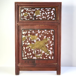 Antique Wooden Window 缠枝花卉 Chinese Floral Pattern Decor Antique 1930s Handmade Wood Furniture Home Decor Wall Hanging