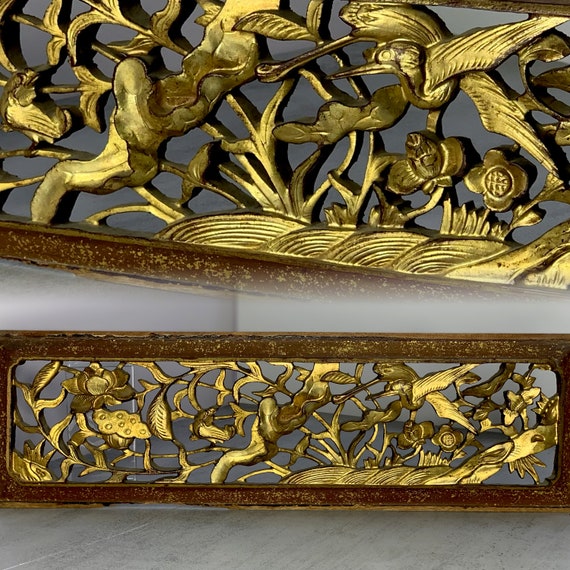 Lotus Flower & Heron Panel Carving Lotus Flower & Heron Panel Carving