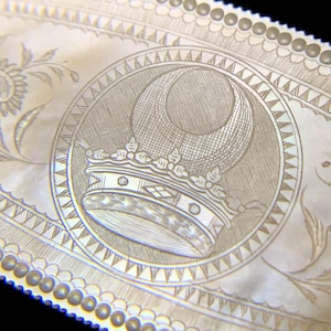 The Hodges Heraldry, Antique Mother Of Pearl Gaming Counter Chip, 19th Century Antique Collectible, Jewelry Pendant Design Idea