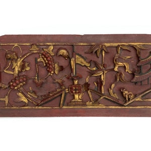 Antique Chinese Wood Carved Panel 1800s Ching Dynasty Wood Carving High Relief Wood Sculpture One Of A Kind Collectible Wood Sculpture