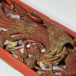 Phoenix Wood Carving 1800s Qing Dynasty Antique Chinese Wood Carved Panel One of a kind Collectible Oriental Antique