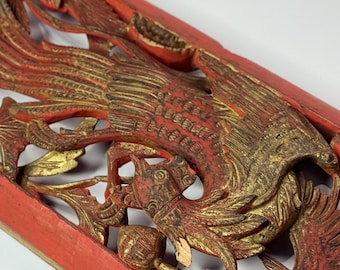 Talla de madera de fénix de la antigua dinastía Qing: panel arquitectónico chino