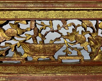 Antique Chinese Wood Carved Panel 博古通今 Workout Carving