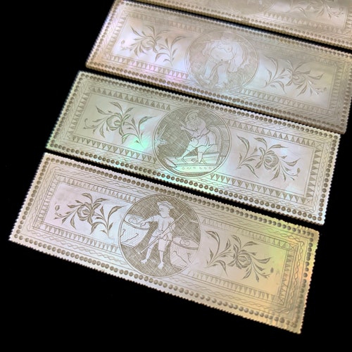 A Set Of Four. Chinese Antique shops Mother-of-pearl Gaming Counters. Canton Export Antique, 19th Century Antique. Mother of pearl antique.