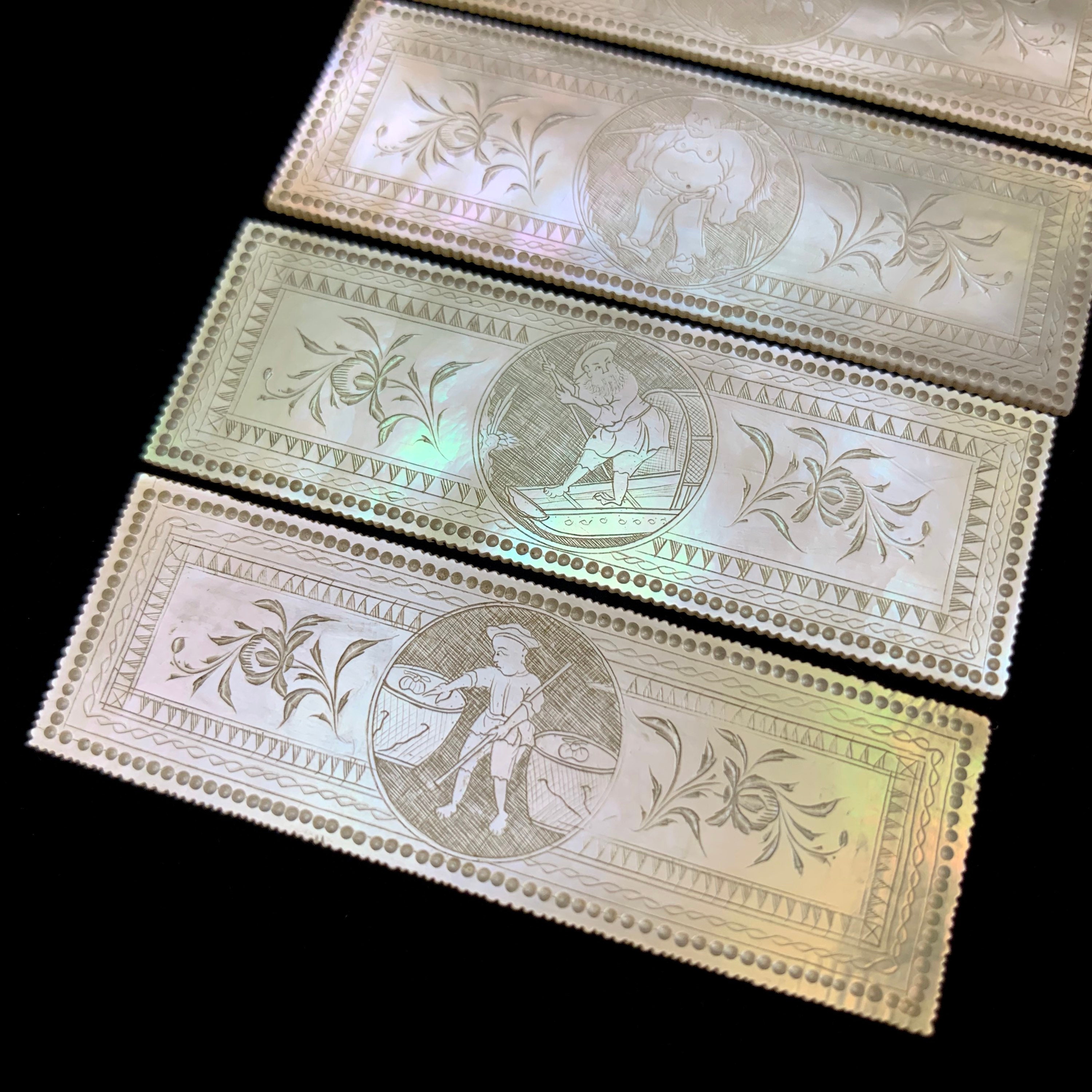 Ein Vierer-Set. Chinesische Antike Perlmutt-Spielzähler. | Etsy