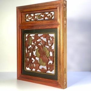 Antique Wooden Window 寿桃纹 Chinese Peaches Pattern Decor Antique 1930s Handmade Wood Furniture Home Decor Wall Hanging