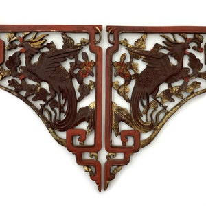 A Pair Of Antique Chinese Wood Carved Panels Antique Wall Hanging Ornament Late Qing Dynasty Old Folk Hand Carved Wood Sculpture