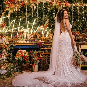 Decoração de parede de placa de casamento de néon personalizada, decoração de placa de nome de néon para casamento, decoração de noivado personalizada de placa de néon, placas de casamento presentes personalizados