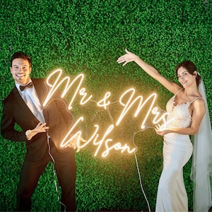 Decoração de parede de placa de casamento de néon personalizada, decoração de placa de nome de néon para casamento, decoração de noivado personalizada de placa de néon, placas de casamento presentes personalizados