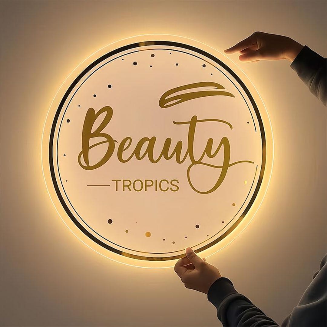 Custom LED Round Acrylic Logo Signs, Personalized Business Logo Light ...