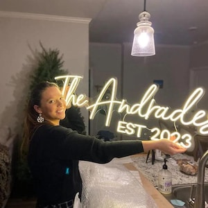 Letreros de neón LED personalizados para bodas / Letrero de neón con nombre / Decoración de pared para el hogar / Fondo de boda / Decoración de boda / Letrero de neón con apellido para boda