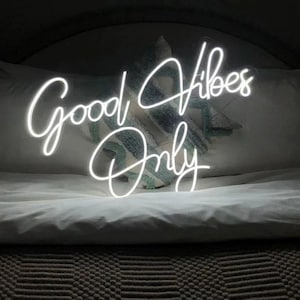 Letreiro de neon "Good Vibes Only", letreiro de neon "Handmade Wedding", letreiro de neon "Good Vibes", decoração "Positive Vibes", decoração de parede para festa, decoração de cenário para casamento