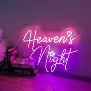 Heaven&#39;s Night Neon Sign, Custom LED Lights Sign, Game Room Wall Decoration, LED Neon Sign Bedroom, Heaven&#39;s Night Sign, Neon Lights Sign