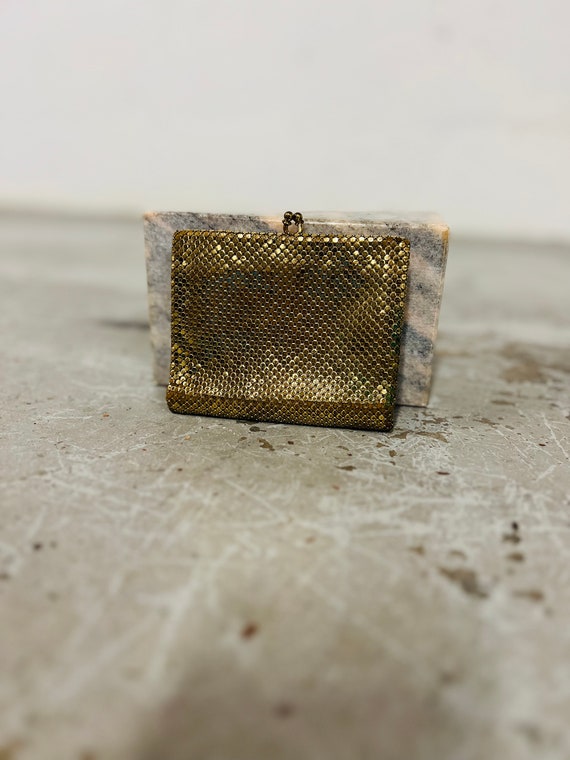 Vintage Gold Metal Mesh Bill Fold Wallet - image 2