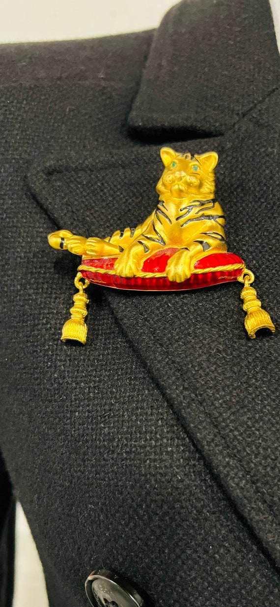 Vintage Bob Mackie Enamel Tiger Brooch