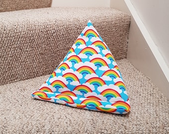 Rainbow and clouds ipad cushion