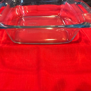 Pyrex 8 x8&quot; 2 quart Casserole Pan, Clear glass with aqua tint, two handles -Great to add to any collection!