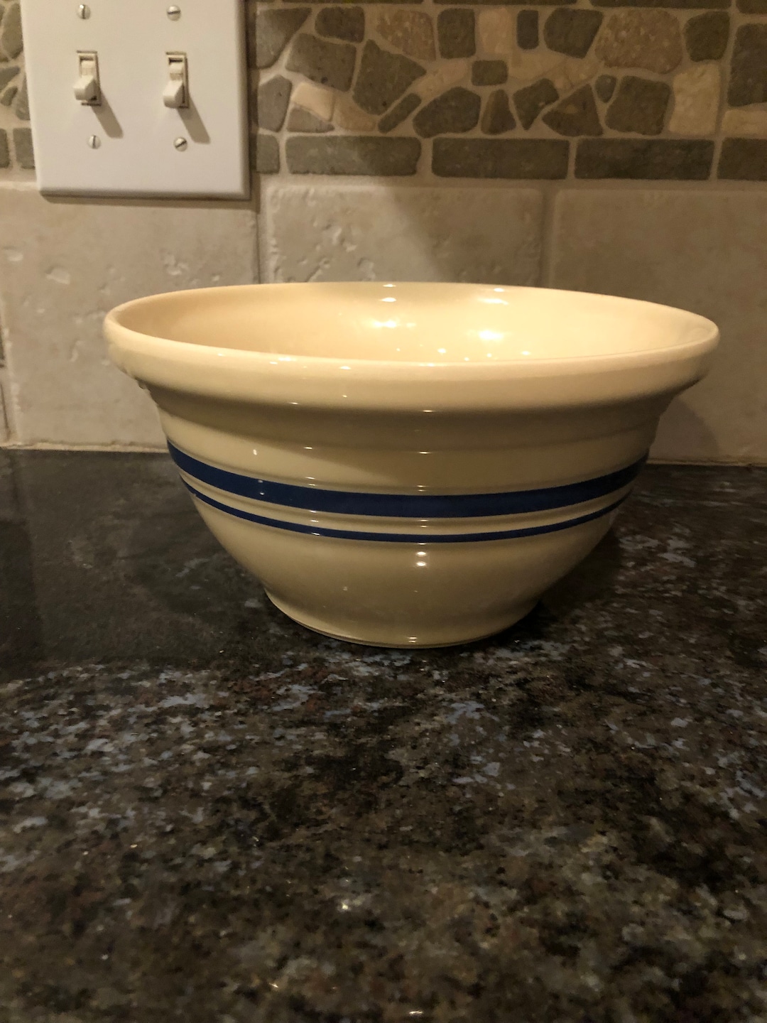 Roseville Ohio Mixing Bowl Blue Stripes 8 Cups 2 Quart Etsy
