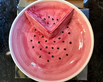 Watermelon Serving Bowl with Dip Compartment (12 1/2")