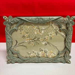 4”x 6” Picture frame, sage green with bling!  Great gift!