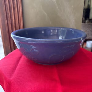 USA Mixing Bowl/Serving Bowl, nice embossed Fruit Pattern, Monmouth Pottery, Western Stoneware pottery