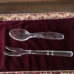 MCM Clear Glass Serving Fork and Spoon.  Salad Servers, Nice Set!