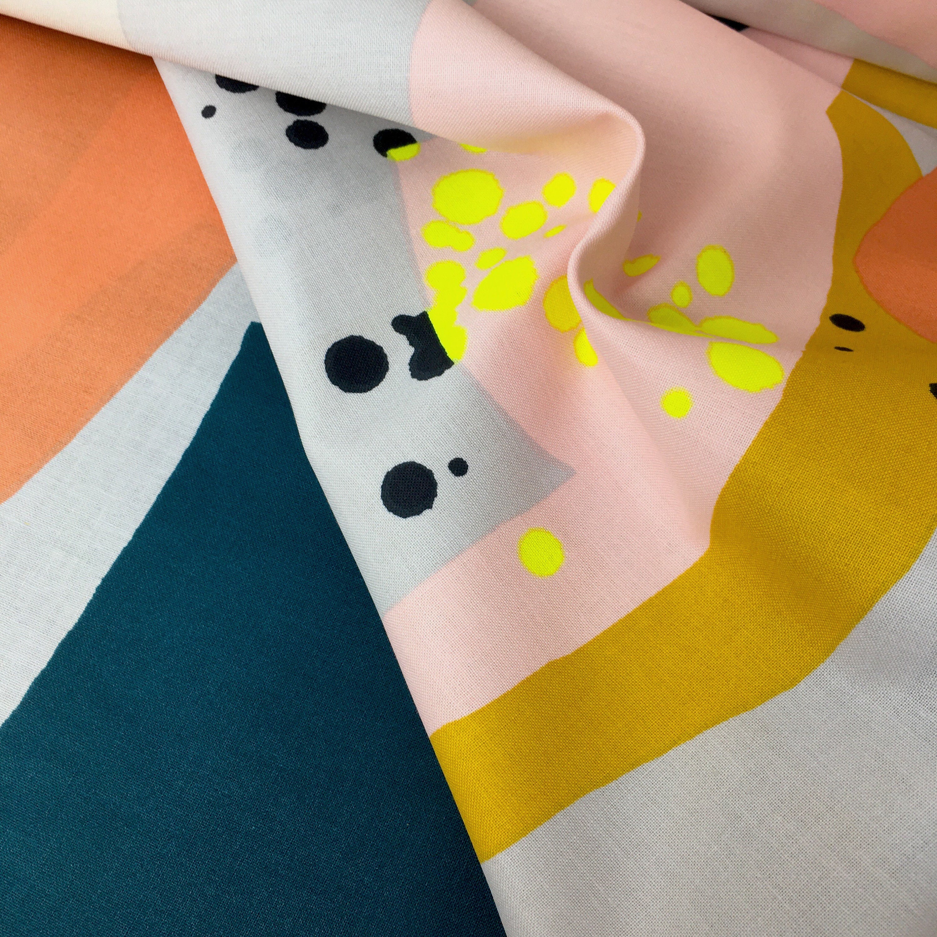 Modern cotton fabric Modern neon fabric Abstract Etsy