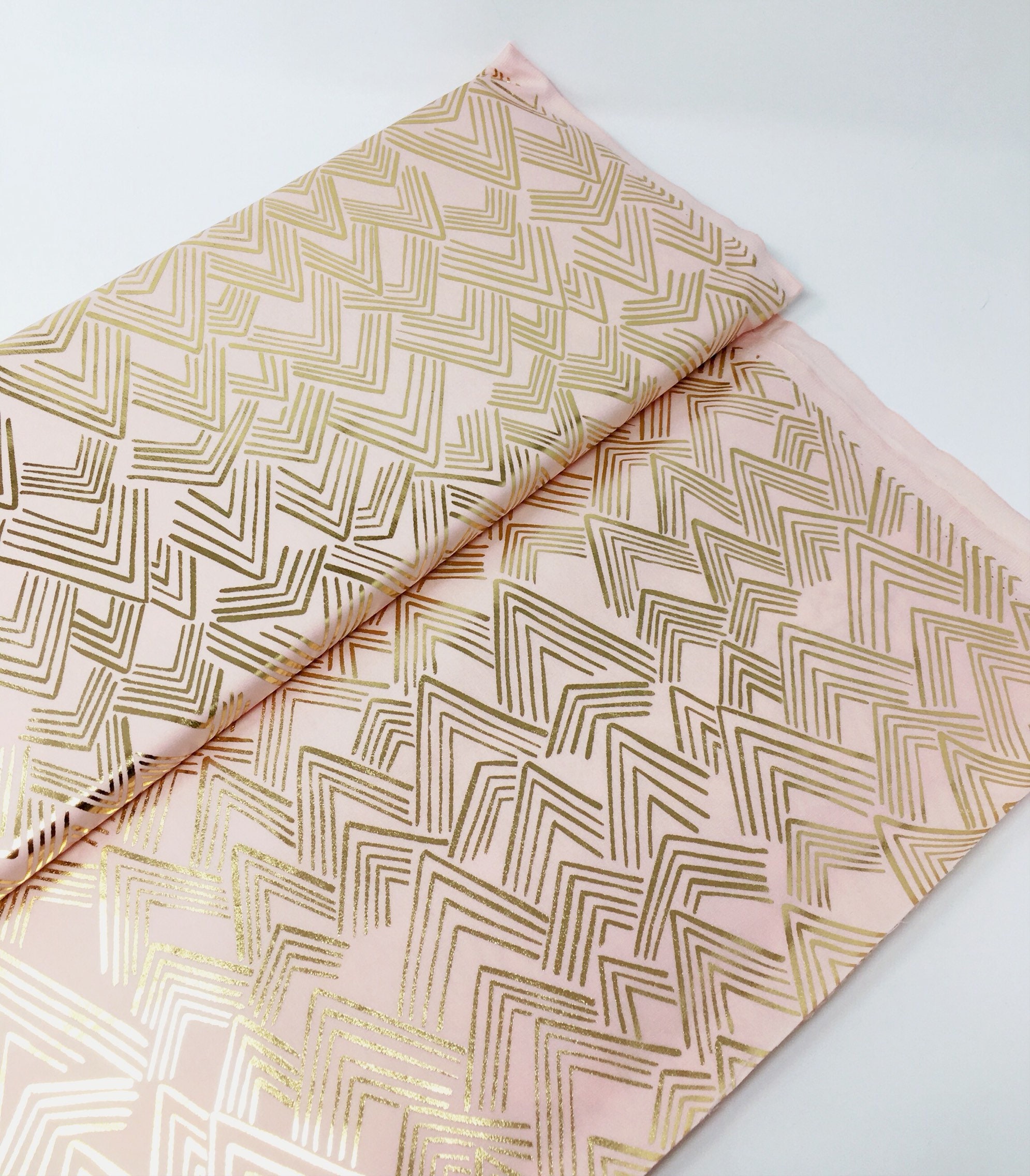 Blush pink and gold fabric I Metallic gold foil cotton I Gold print fabric