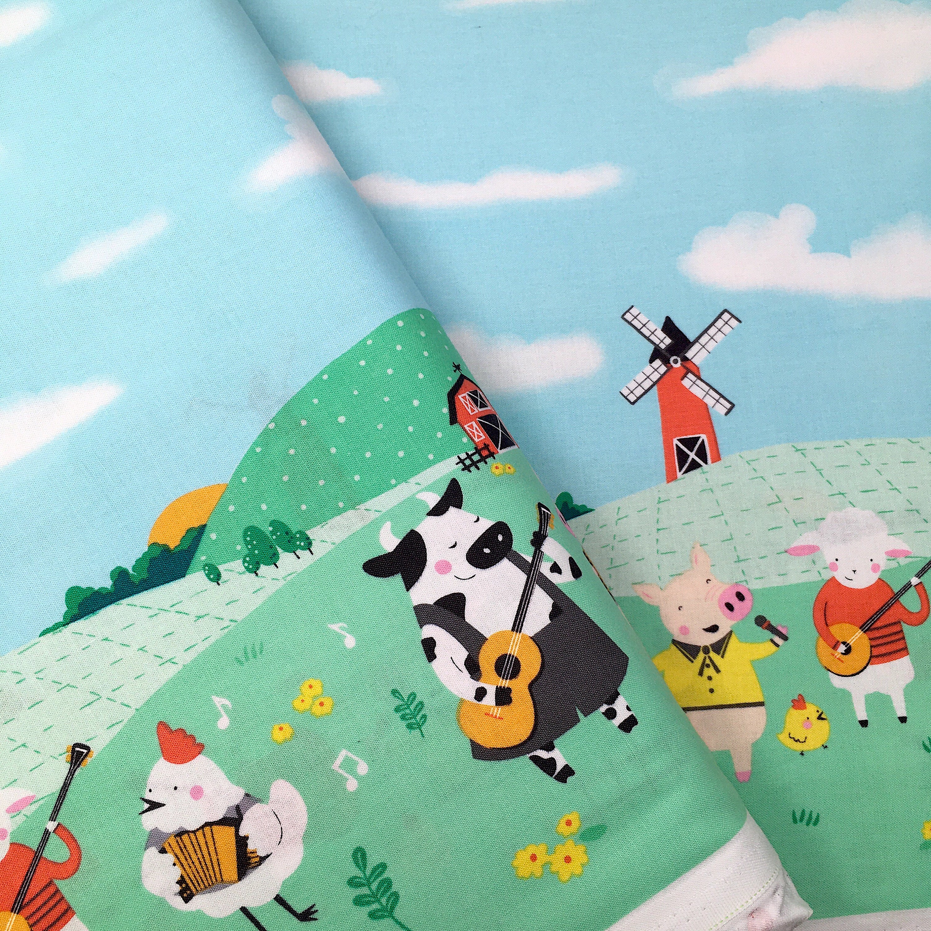 Michael miller border print fabric Farm border print quilting cotton
