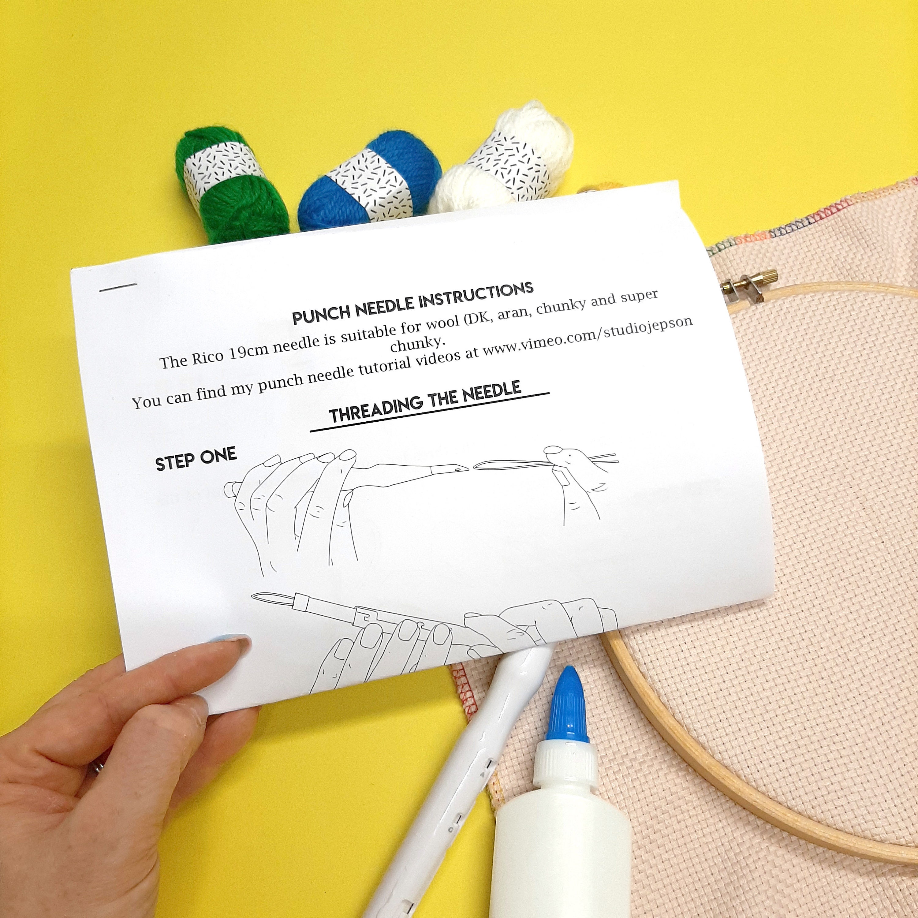 Punch needle starter kit, Punch needle gift set, Complete punch needle