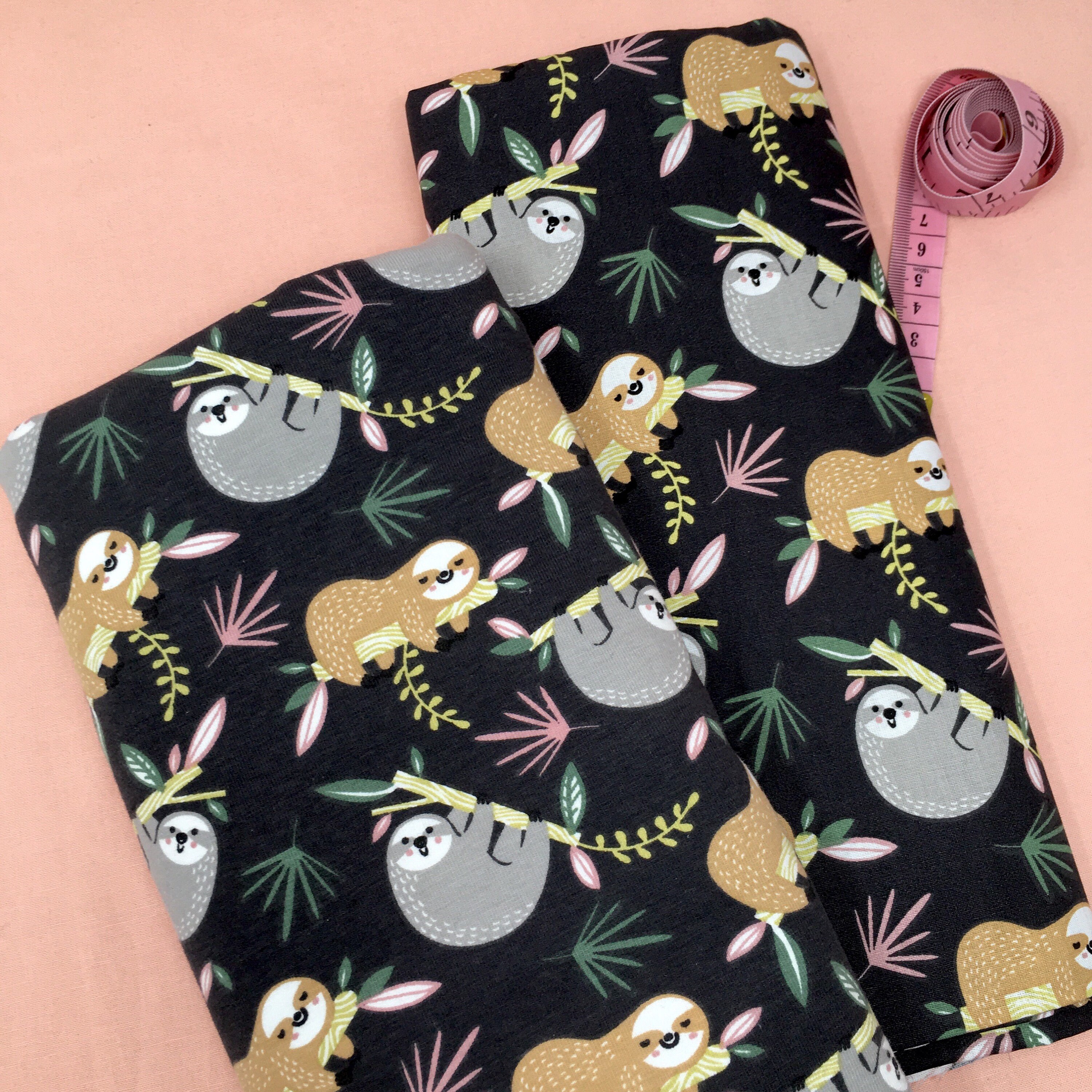 Sloth Cotton Fabric- Sloth Novelty Printed Fabric - Woven cotton - LAST