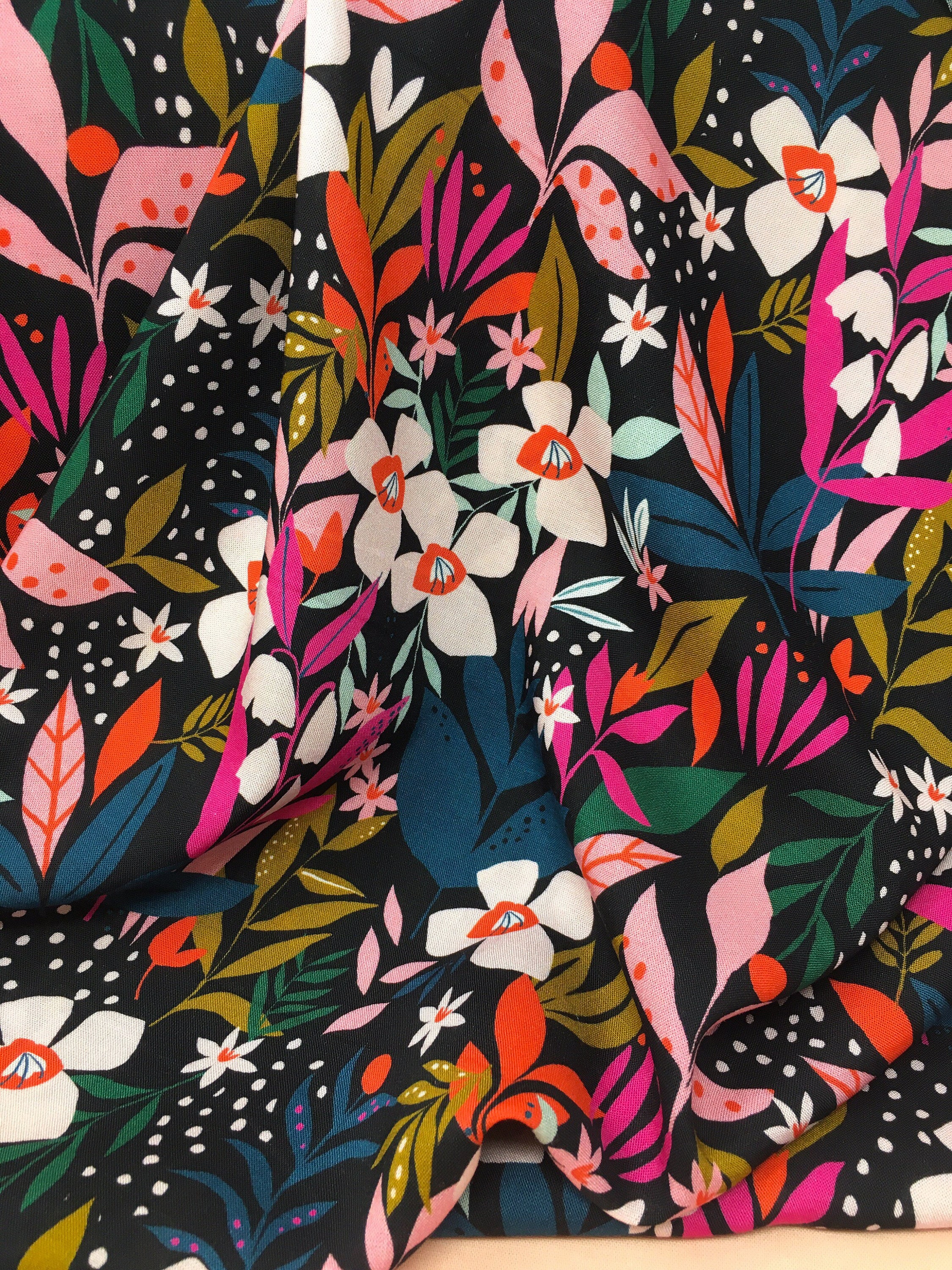 Floral Viscose Fabric - Dashwood studios floral rayon fabric ...