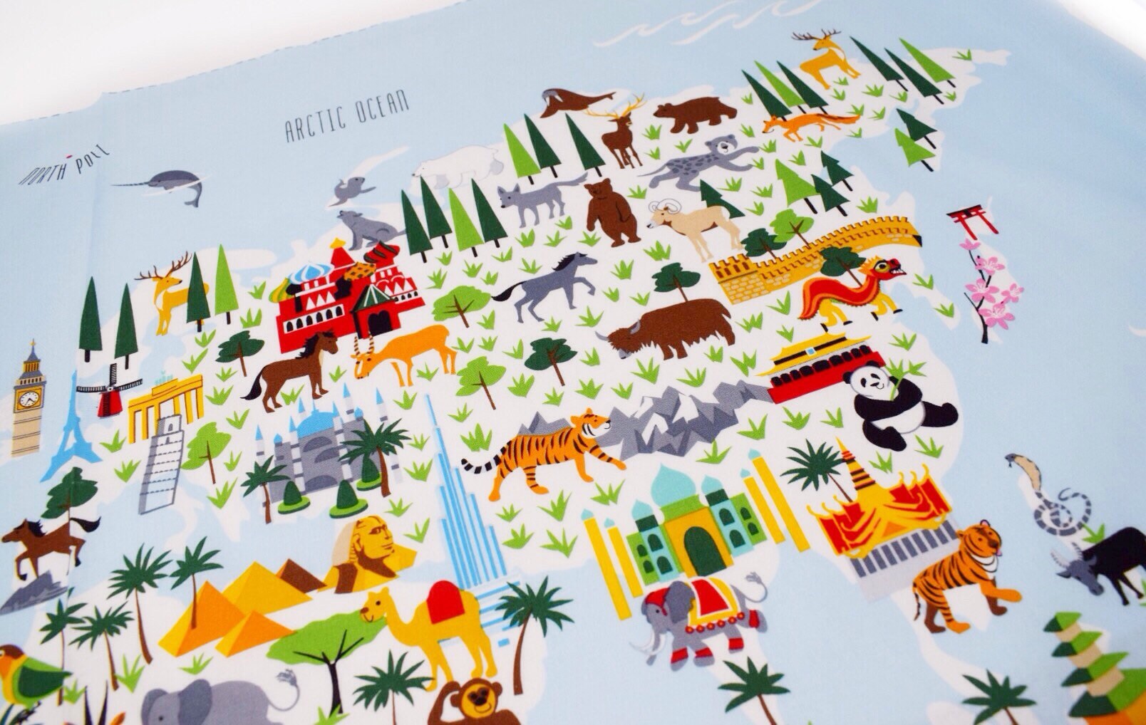 FREE SHIPPING FABRIC Little Explorers Map World Map Panel