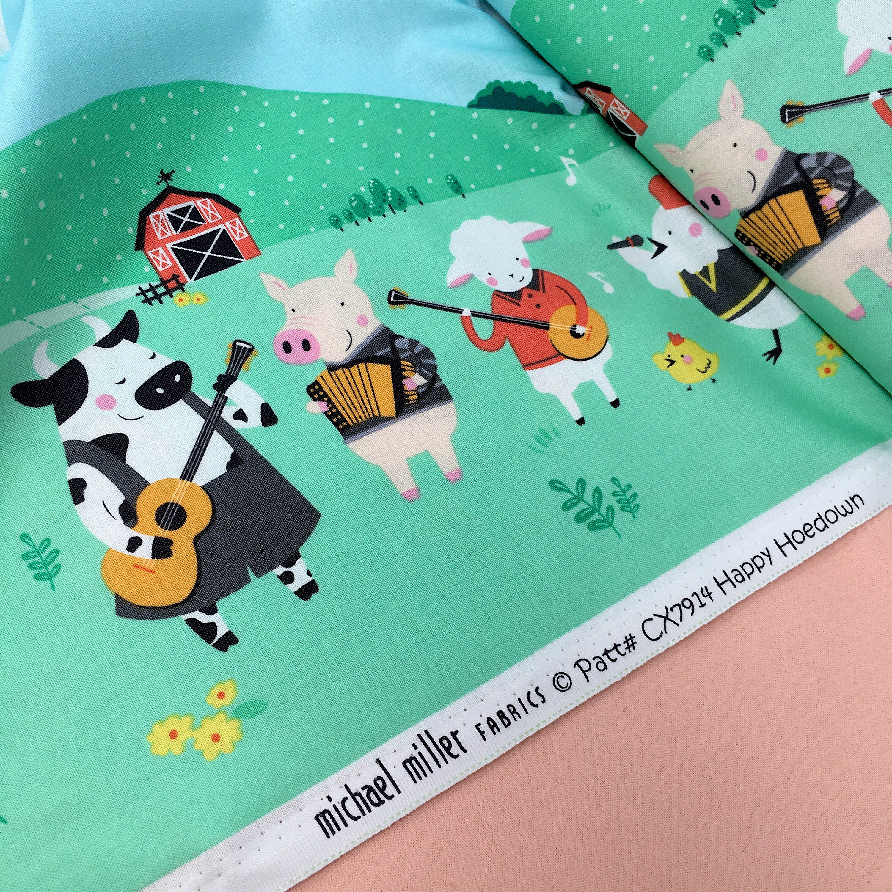 Michael miller border print fabric Farm border print quilting cotton