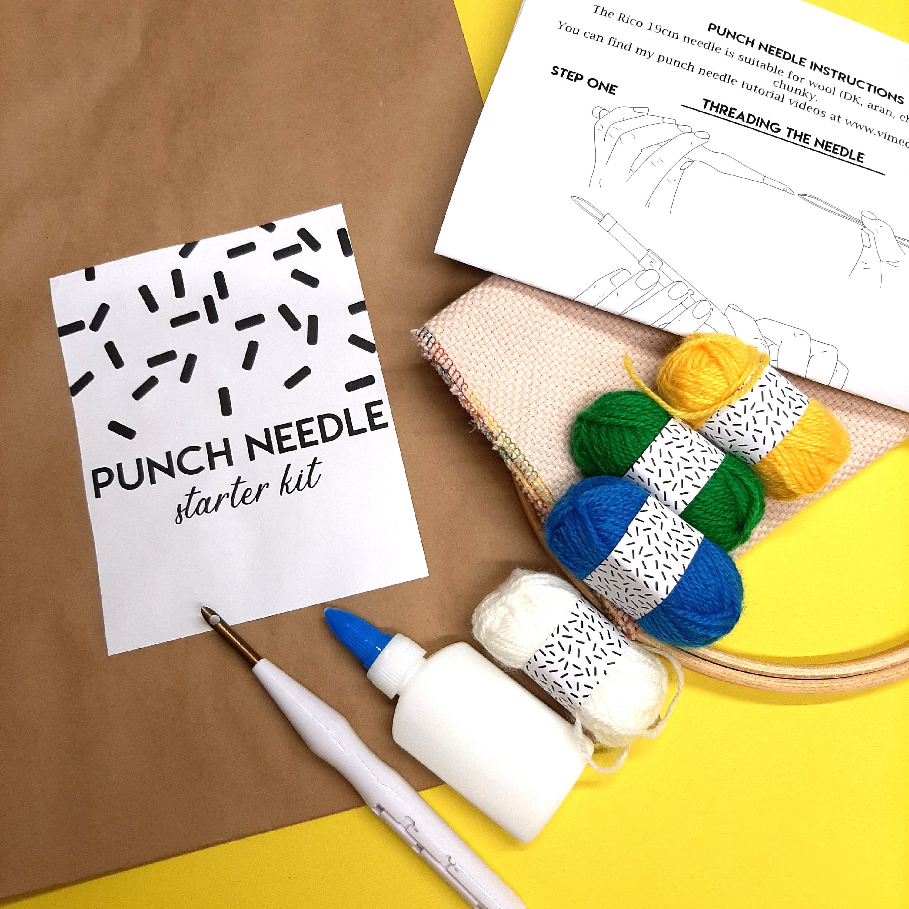 Punch needle starter kit, Punch needle gift set, Complete punch needle