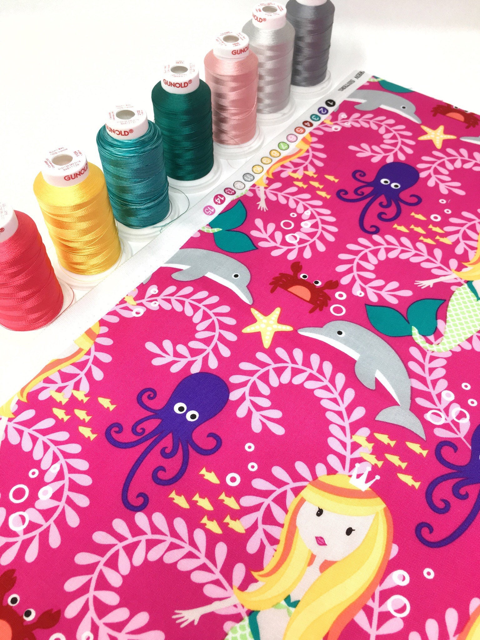 Download Mermaid printed cotton fabric 2 fat quarter bundle ...