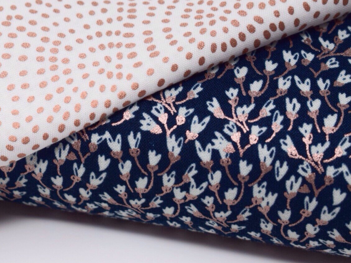 Cotton Fabric Metre Dashwood Copper Metallic Twist