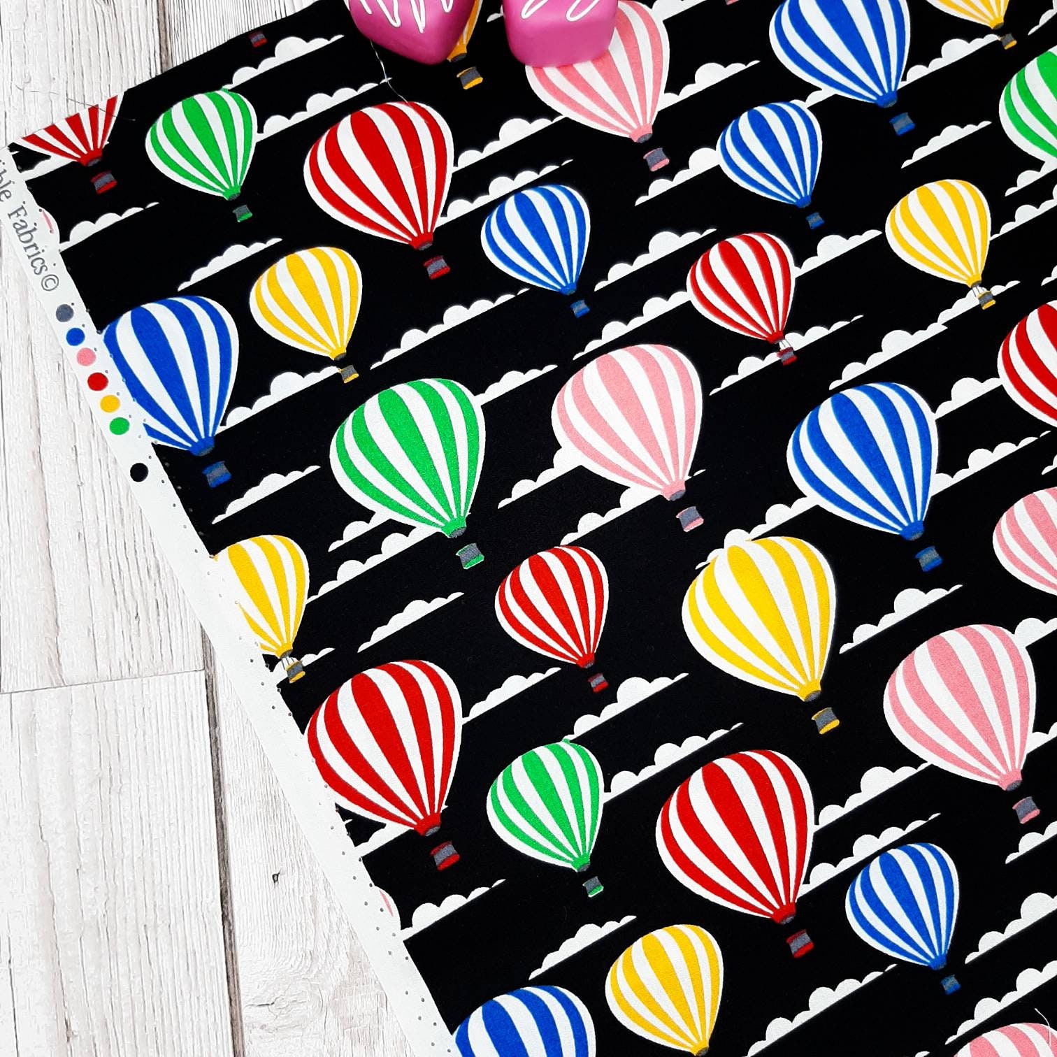 Hot air balloon Novelty Childrens Fabric Unisex hot air balloon woven cotton fabric by metre