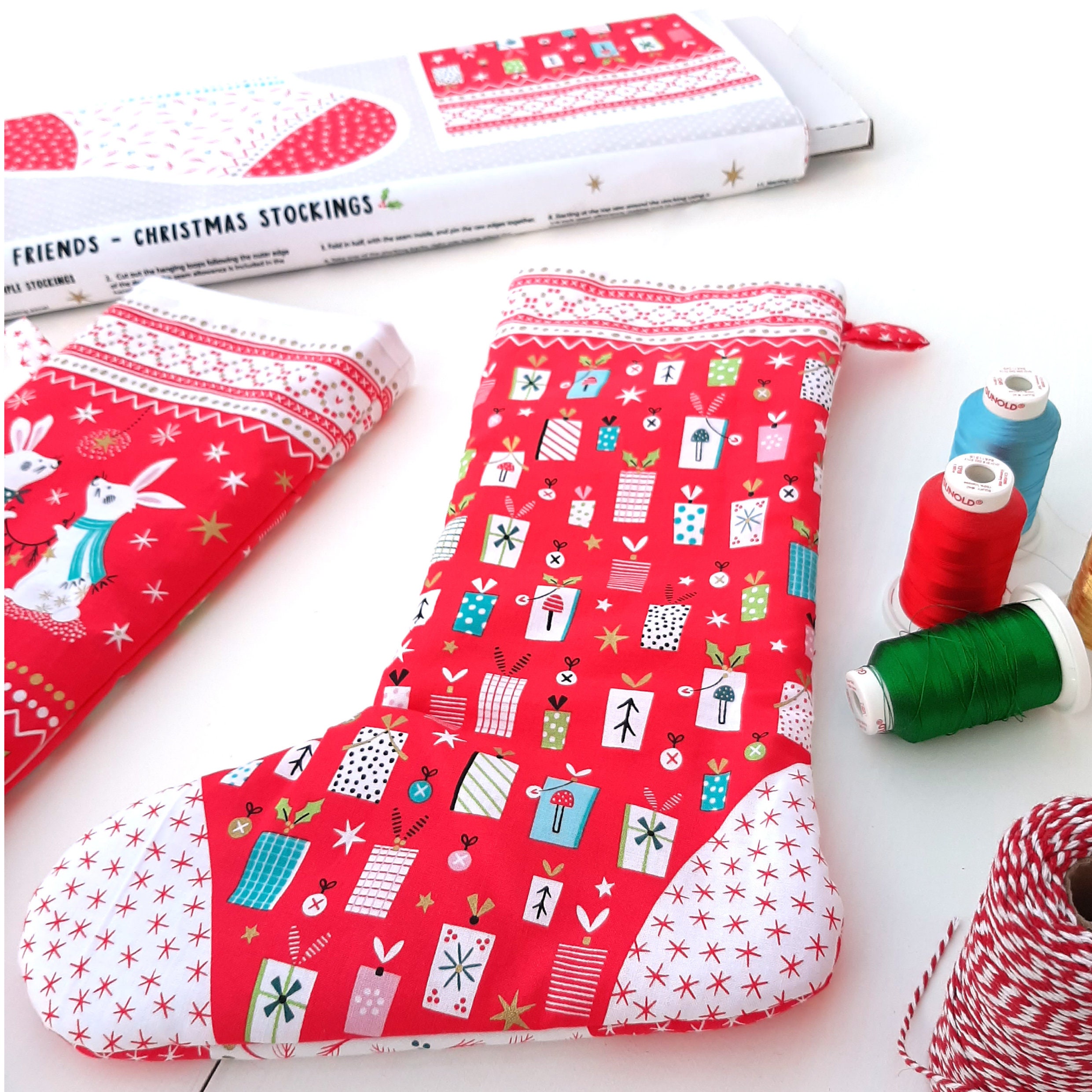 DIY stocking kit Red Christmas Stocking sewing kit Video tutorial