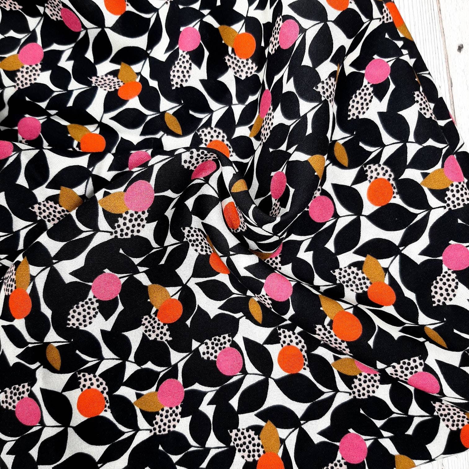 Modern Viscose Fabric for Dressmaking Dashwood studios floral neon